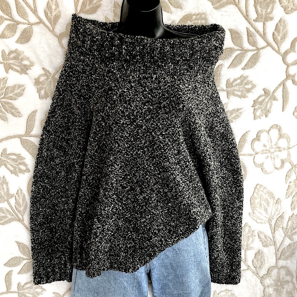 JONES NEW YORK Heathered Grey Wool Blend Boucle Cowlneck Sweater Women’s Size M